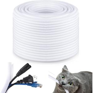 Kanayu Split Wire Loom Tubing Flame Retardant Wire Covering High Temperature Cable Sleeves Split Protector Cable Conduit for Industrial Electrical Automotive Marine(1/2''-50 ft,White)