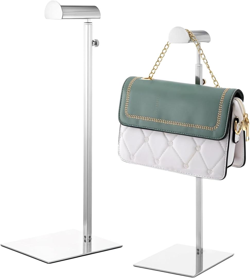 2 Pack Handbag Rack Stainless Steel with Adjustable Height, Purse Display Stand