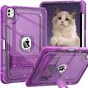 ZoneFoker Case for iPad Pro 11 Inch Case M5/M4(2025/2024) with Pencil Holder, Slim Hard Translucent Protective Cover for M5/M4 iPad Pro 11" with Kickstand, Purple Glitter