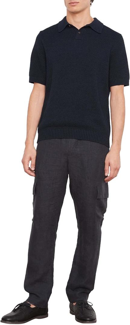 Vince Men's Sunfaded S/S Polo (Black, XL)