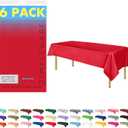 ZIMPLEWARE Premium Red Plastic Table Cloth Disposable (6 Pk) Plastic Tablecloths for Rectangle Tables (54in x 108in) Party Table Cloths Disposable for 6ft to 8ft Rectangle Tables