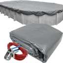 Robelle 18 x 33 ft Industrial Ultra Oval Pool Cover for Above Ground Pools | Gray Winter Cover, 4 ft Overlap (22 x 37ft Cover Size), Solid 14 x 12 Scrim, 4.5 oz/yd2, Style: 301833-4A