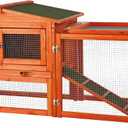 TRIXIE natura Outdoor Rabbit Hutch with Run - Small Elevated Rabbit Cage with Non-Slip Ramp - Small Animal House with Large Playpen, Hinged Roof & Pull-Out Tray - in Natural