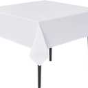 sancua White Square Tablecloths 85x85 Inch - Fabric Table Cloth for Square or Round Tables, Washable Polyester Table Cover for Outdoor Party, Birthday, Buffet, Resturant