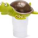 Pool Chlorine Floater, Large Capacity Floating Chlorine Dispenser Fits Up to 5 Pc 3-Inch Chemical Tablets, Heavy-Duty Plastic-Anti-Aging,Top Vacuum Design- Prevent sinkin (Turtle)