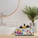 Small Bathroom Baskets for Toilet,Foldable Toilet Paper Tank Basket Organizer for Towels Storage Decorative Open Storage Bins for Home,Closet,Containers,CabinetBeautiful Flower  (Style 1)