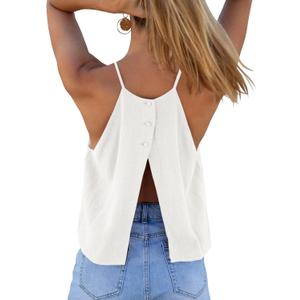 Tankaneo Womens Summer Halter Crop Tank Tops Y2k Going Out Sleeveless Tee Shirts Open Back Beach Camisole (White, M)