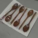 HAKSEN Wooden Spoons for Eating, 8.2 Inch Wood Mixing Soup Spoon with Long Handle for Korean Food Daily Meal Stirring Sauce Coffee, 6PCS