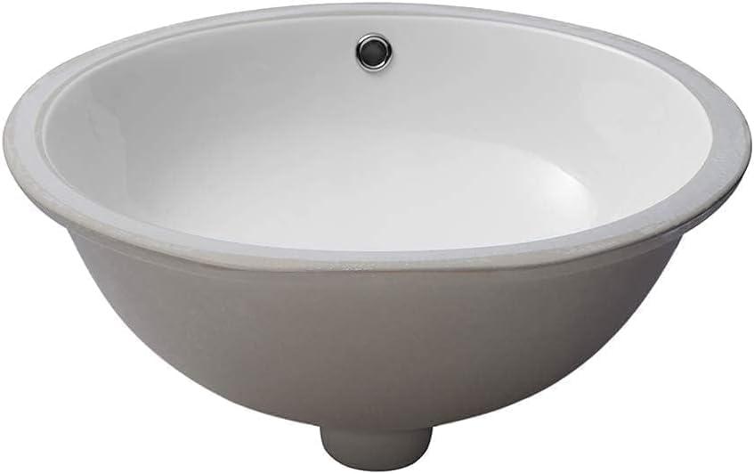 Sarlai Undermount Bathroom Sink - 19 x16 inch Oval Vessel Sink Under counter Lavatory Sink White Ceramic Vanity Sink with Overflow, Modern Art Basin, Interior Size 17-2/5" x 14-1/9"