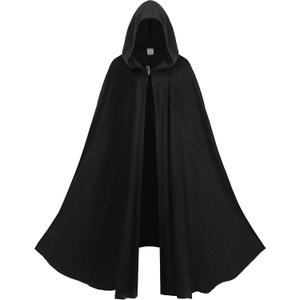 Regenboog Black Renaissance Cloak Men Women, Medieval Renaissance Costume Cape, Hobbit Cloak, Black Velvet Robe, 51inch