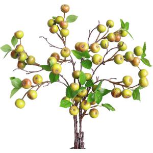 Forlaoers Realistic 4Pcs 21.6 Inch Green Faux Berries Artificial Flowers Artificial Fruits Fake Berry for Christmas House Decor Dining Vase Fillers Table Centerpieces Decoration Indoor