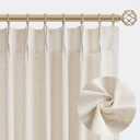 Aersas Natural Pinch Pleated Linen Curtains 84 Inch Length 2 Panels for Living Room Bedroom Cream Semi Sheer Window Curtain Boho Neutral Back Tab Drape with Hooks