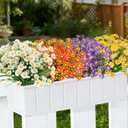 8 Bundles Artificial Daisy Flowers for Outdoors Summer Decor, UV Resistant No Fade Fake Cemetery Flowers Faux Plastic Greenery Shrub Plants for Hanging Garden Window Porch Memorial Day Decor(Colors)