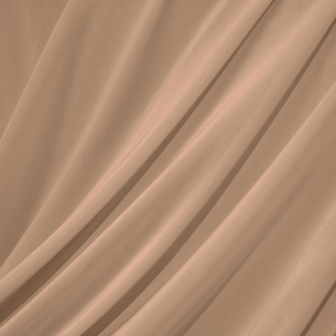 Horbaunal 4-Way Stretch Mesh Fabric by The Yard, Dark Nude 1 Yard Nylon Power Mesh Sheer Fabric for Dancewear Activewear Sportwear Sewing, 88% Nylon & 12% Spandex, 60" Wide