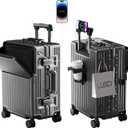 Zipperless Luggage, 22x14x9 Aviation Certified, Polycarbonate Aluminum Hardshell, Expandable Carry-On Luggage with Spinner Wheels, Hardshell Luggage, 20 Inch Cabin (Dark Gray)