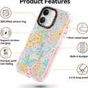 for iPhone 16 Case Cute - Durable Shockproof 6.6 ft Drop Impact Phone Case - Funny Blue Spring Design (6.1") Glitter Pink