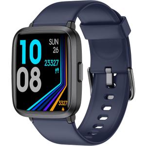 Fitness Tracker, Fitness Watch with Blood Oxygen, Blood Pressure & Heart Rate Monitor, Steps Calories Counter, Sleep Monitor, Pedometer 50 Meters Waterproof, Smart Watch for Android iPhones (Blue)