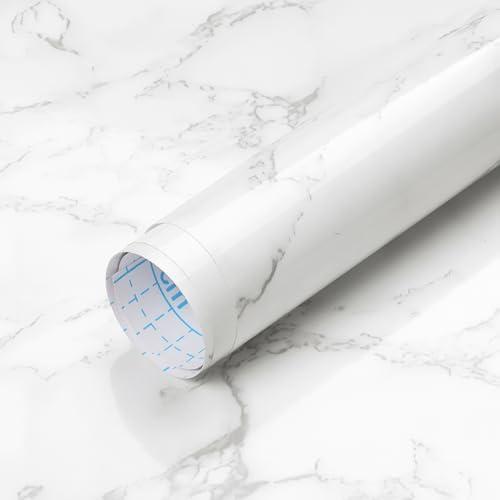 CiCiwind Marble Contact Paper for Countertops Glossy Granite Wall Paper Peel and Stick Waterproof Removable Self Adhesive Kitchen Wallpaper Decoral Kitchen Backsplash Cabinets Washroom 15.7"X78.7" 3Pack