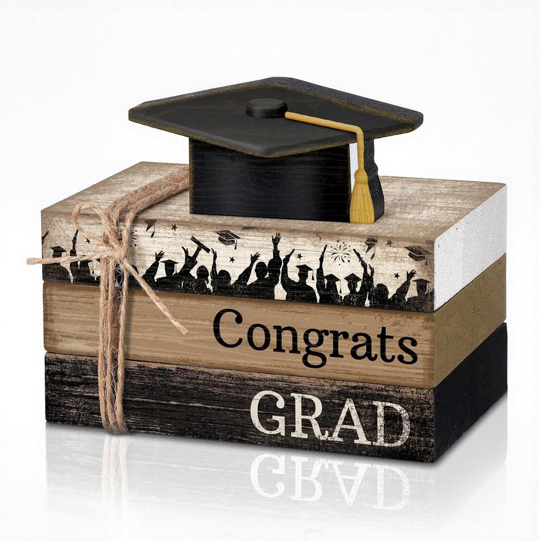 4 Pcs Senior Graduation Table Decorations Graduation Tiered Tray Decorations Class of 2026 Wooden Block Centerpiece Sign Farmhouse Congratulate Gifts for Home Shelf