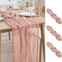 Asee'm 3pcs Cheesecloth Table Runner 120 Inches Dusty Pink Boho Gauze Cheese Cloth Runner 10FT Rustic Sheer Table Runners for Spring Easter Wedding Baby Shower Holiday Party Decoration, 3 PACK, Dusty Pink