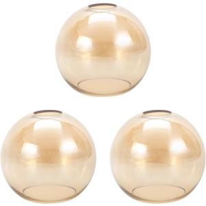 3 Pack Amber Glass Shade Replacements, Globe Glass Lamp Shade Covers for Light Fixtures, 1.65 In Fitter 5.1 In Height 5.9 In Diameter Globes Lampshades for Wall Sconces Chandelier Pendant Lights