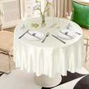 1 Pack 70 Inch Round Satin Tablecloth Ivory Satin Table Cover, Overlay Silky Tablecloth Dining Table Cloths for Wedding, Party, Banquet, Events, Reception, Dinner