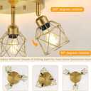 Baocuz 3-Light Brushed Gold Kitchen Light Fixtures, Modern Close to Ceiling Light with Metal Cage, Multi-Directional Gold Ceiling Lights for Farmhouse, Hallway, Dining Room, Entryway