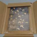 Framed Flock of Birds Canvas Wall Art, Vintage Minimalist Abstract Landscape Painting, Neutral Gold Birds Spiritual Wall Decor, Modern Aesthetic Pictures for Bedroom Living Room 8x10 inch