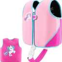 Kids Swim Vest Neoprene Swimming Aid with Adjustable Safety Strap for Age 1-3 and 3-6 (220-Pink)