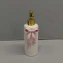 Handmade Ceramic Bow Soap Pump Dispenser Hand Lotion Liquid Dispenser Refillable for Kitchen and Bathroom Decorative (Ribbon Pink)
