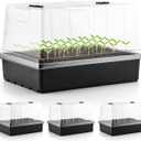 4-Pack Thick Plastic Seed Starter Trays  Durable Germination Kit with 5" Humidity Domes and Grow Light Random, Strong & Reusable for Herbs, Microgreens, Vegetables  Perfect for Home Gardeners (4set 1015Trays+5'' Domes)