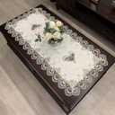 Beige Embroidered Coffee Table Cover Rectangular Dust Cover (20''X43'')