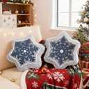 Lanpn Christmas Snowflake Pillows Set of 2, Christmas Decoration Winter Throw Pillows Decorative Throw Cushion for Sofa Living Room Bedroom Xmas Decor (17x17 inch, Grey)