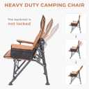 Camping Chairs for Adults, Adjustable Backrest Heavy Duty Oversized Folding Camping Chair Supports 350lbs for Outside with Cup Holder&Side Pocket, Outdoor Folding Camp Chair with High Back (Brown), 24in x 27.5in x 40in
