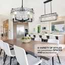 Modern Black Crystal Chandeliers for Dining Room, Luxury Water Ripple Glass Light Fixture, Elegant Farmhouse Round Lighting for Kitchen Island, Bar Table, D20, Medium