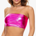 Women's Metallic Crop Top Shiny Strapless Tube Bra for Dancing, Raves, Festivals, Costumes S