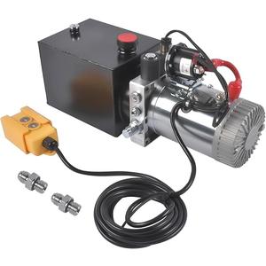 12V DC Hydraulic Pump Power Unit, 0.91 GPM Flow Rate, 8 Quart Metal Reservoir, Single Acting, 3200 PSI Max Pressure, SAE #6 Ports for Dump Trailers, Car Lifts, DIY Hydraulic Systems