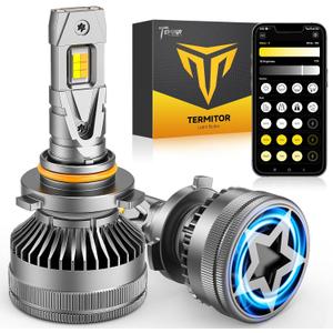 9005/HB3 Smart Bulbs, 0-90,000LM 15X Variable Super Brighter, 3000K-6500K Variable Color Temperature, App Control One-touch Driving Mode Switching for Bluetooth Fog Light, Pack of 2