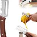 Multifunctional Vegetable Peeler with Wooden Handle and Bottle Opener, Stainless Steel Peelers for Kitchen, Multi Functional Vegetable Peeler for Fruit Potato Carrot Pumpkin Zucchini1-PACK