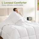 L LOVSOUL Down Alternative Oversized King Comforter, 120x98Inches, Polyester, White, All Season, Box Stitching Design, Corner Tabs