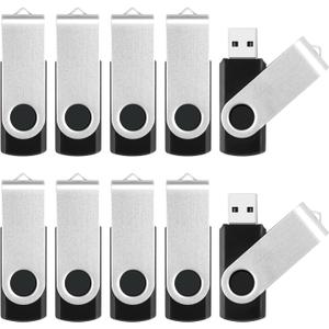 8GB Flash Drive 10 Pack Bulk USB Flash Drives, USB2.0 Thumb Drive USB Stick for Data Storage Backup, Jump Drive Pen Drive Zip Drive Memory Stick with Indicator, USB Storage Flash Drive Swivel Design