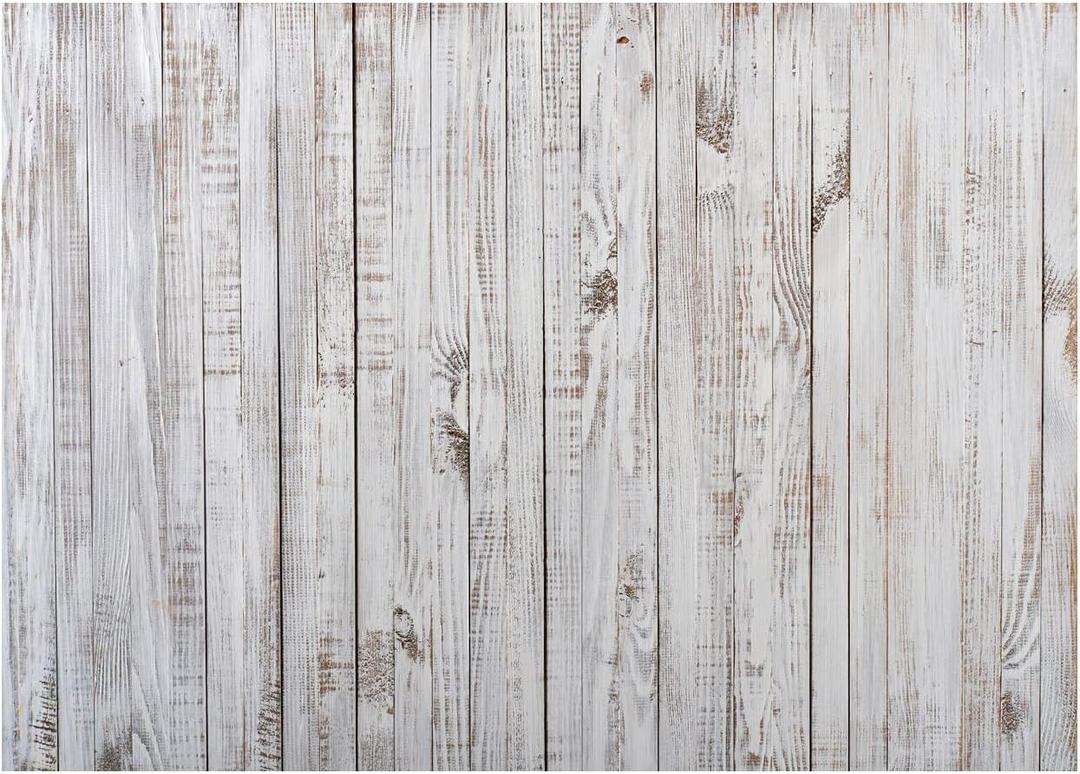 WOLADA 10x8FT Vintage Wood Backdrop Retro Rustic White Gray Wooden Floor Backdrops for Photography Kids Adult Photo Booth Video Shoot Vinyl Studio Prop 11890