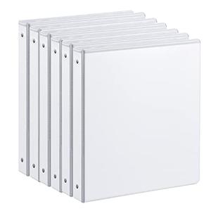1-inch 3 Ring Binder with 2 Interior Pockets, 1'' Basic Binders Holds US Letter Size 8.5'' x 11'' Paper - Versatile Binders for Office, Home, and School Use, 5 Pack (White)