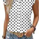 Astylish Womens 2026 Floral Chiffon Blouses V Neck Ruffle Sleeve Fitted Tops Boho Chic Tank Shirts (White, XL)