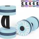 Sportneer Water Weights Aquatic Exercise Dumbbells Water Dumbbell Aerobics Workouts Set of 2 EVA Foam Pool Weights Dumbbells Set Aqua Fitness Barbells Equipment for Water Aerobics Weight Loss (Blue)