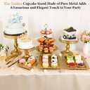 12 Set of Gold Cake Stand, Metal Gold Cupcake Stand and Bases para Postres de Mesa, Elegant Gold Dessert Stands for Party and Wedding, Easy to Clean Desert Table Display Set