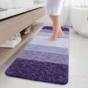 Arotive Microfiber Bathroom Rugs, Shaggy Soft and Absorbent Bath Rug, Non-Slip, Thick Plush Machine Washable Dry Bath Mats for Bathroom, Tub and Shower, 70x24, Dark Purple, Rectangular