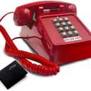 Vintage Retro Landline Phone, Old Telephone with Mechanical Ringer Receiver Volume Adjustable Retro Analog Desk Phone Classic Design for Home, School (Red)