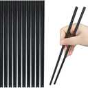 10 Pairs Fiberglass Chopsticks, Reusable Chopsticks, 9.3 inches Dishwasher Safe, Non-Slip, Black
