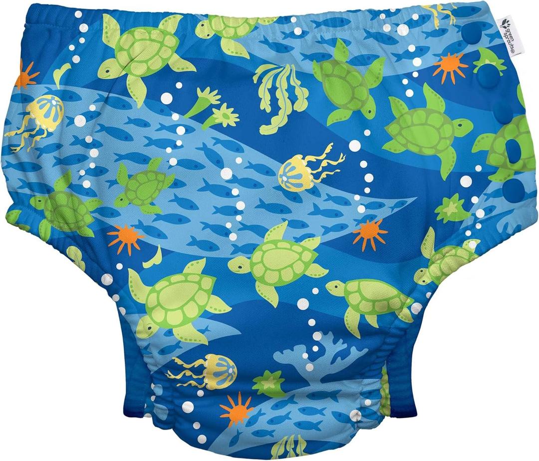 Boys Reusable Baby and Toddler Swim Diaper, Royal Blue Turtle Journey, 4T US
